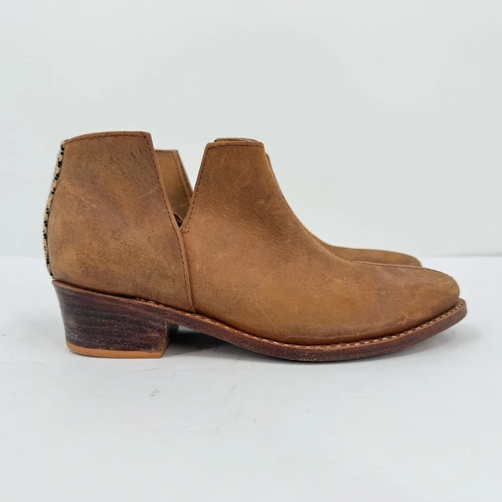 The Root Collective x Dressember Blythe Handmade Leather Chestnut Brown Bootie 6